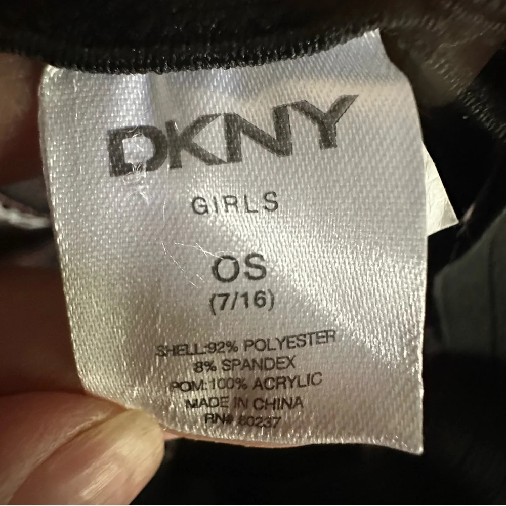 DKNY Girls' Winter Hat Rose Velour Pom Pom Cap Size 7-16